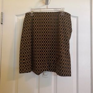Cabi Skirt, tan and navy, size small